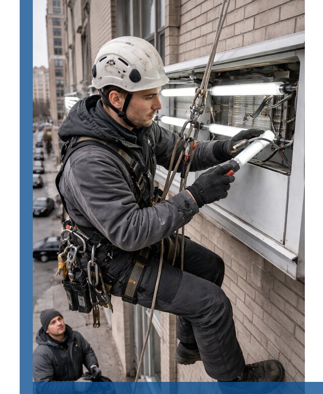 Профессиональная замена ламп в наружной вывеске в Полевской