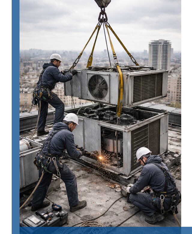 Демонтаж крышной установки в Полевской любой сложности