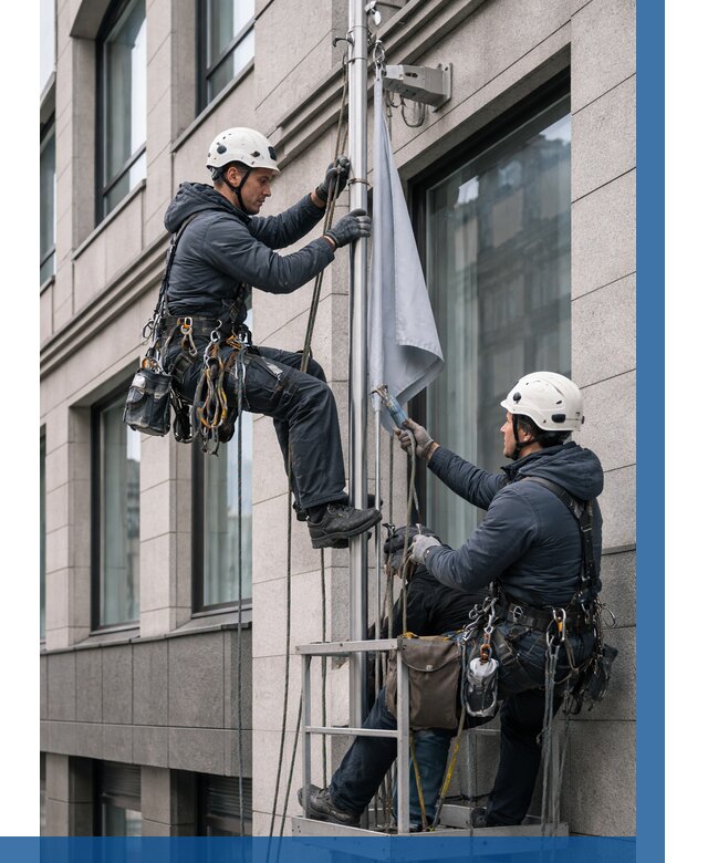 Установка флагов на фасаде в Полевской от 4619 р. | ВЫСОТНИК-Плв