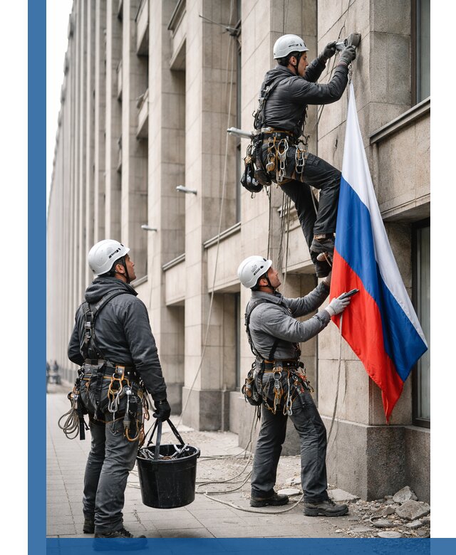 Профессиональная установка флагов на фасаде в Полевской