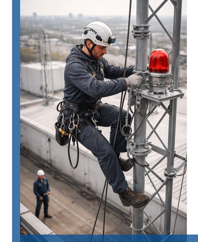 Монтаж заградительных огней и обслуживание объектов в Полевской