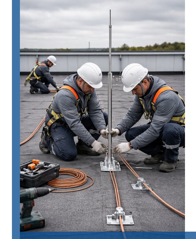 Монтаж молниезащиты на кровле в Полевской под ключ с гарантией