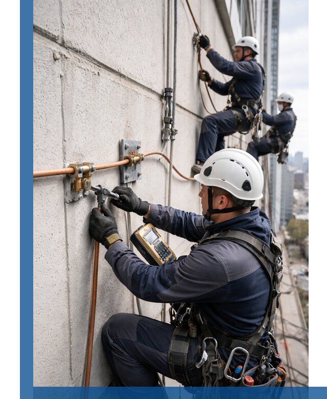 Монтаж системы заземления здания и молниезащиты в Полевской