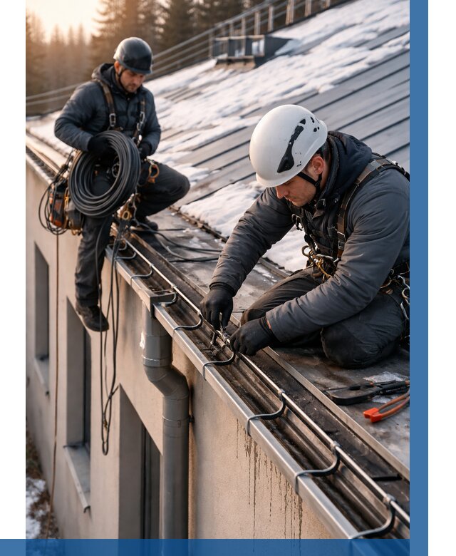 Монтаж греющего кабеля на кровле в Полевской от 462 р. | ВЫСОТНИК-Плв