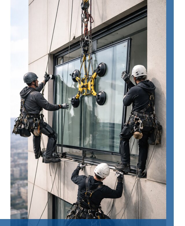 Монтаж стеклопакетов на высоте в Полевской от 3285 р. | ВЫСОТНИК-Плв