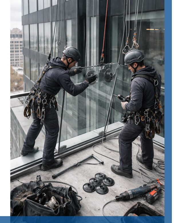 Монтаж стеклянных ограждений в Полевской от 2566 р. | ВЫСОТНИК-Плв