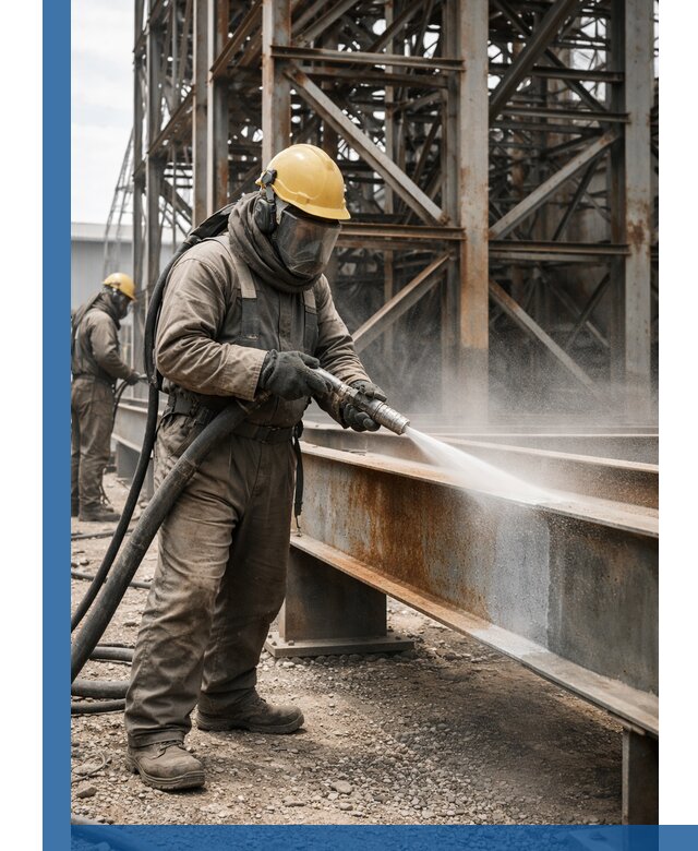 Пескоструйная очистка металлоконструкций в Полевской промышленная