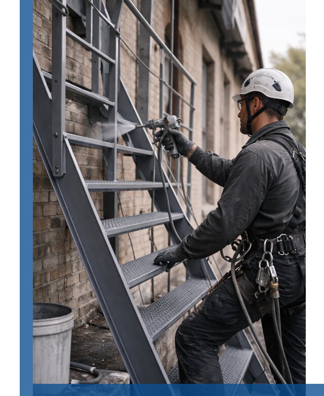 Покраска и антикоррозионная защита пожарных лестниц в Полевской