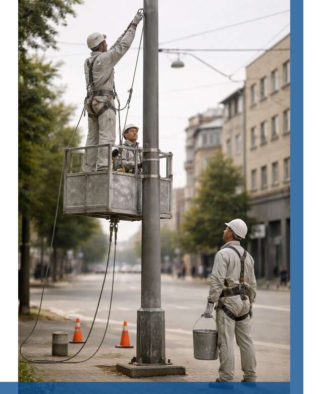 Покраска опор освещения в Полевской от 5133 р. | ВЫСОТНИК-Плв