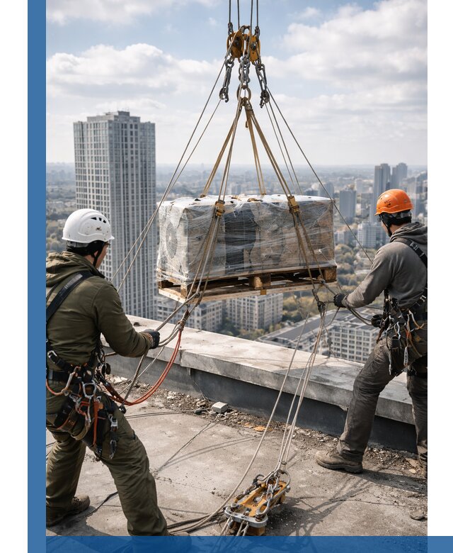 Подъем и монтаж крупногабаритных грузов на крышу в Полевской