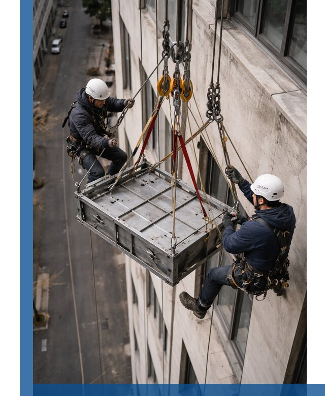 Спуск и подъем грузов по фасаду в Полевской для зданий
