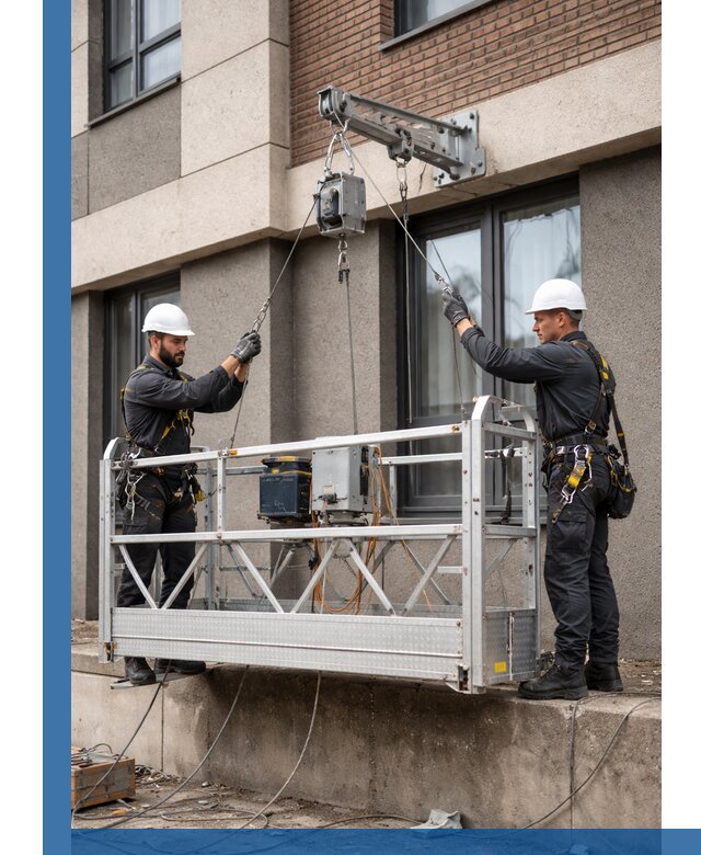 Монтаж и подъем фасадной люльки в Полевской с гарантией безопасности