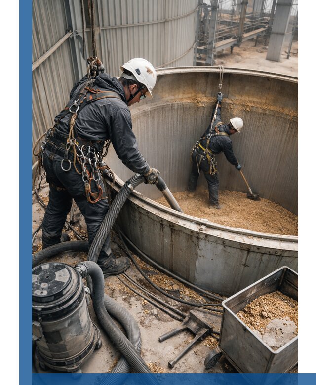 Профессиональная чистка зерновых бункеров в Полевской с выездом