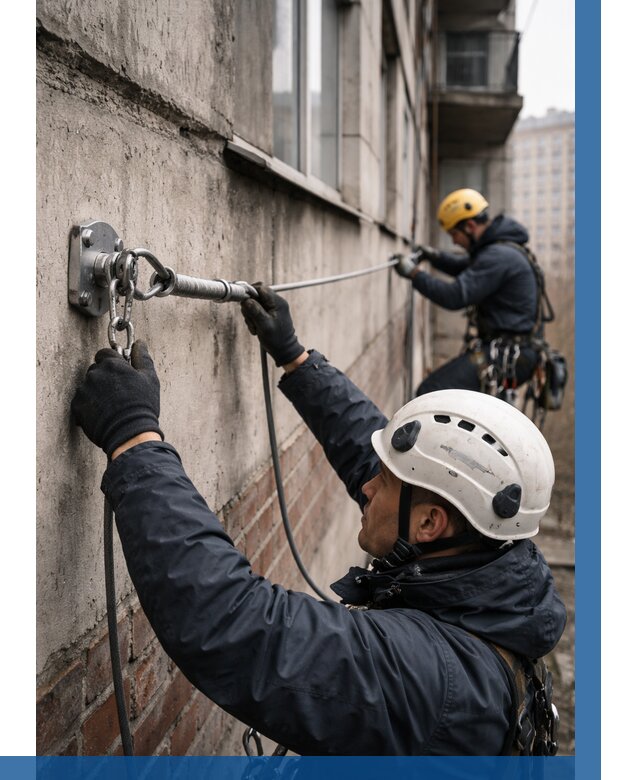 Монтаж анкерных линий в Полевской от 3080 р. | ВЫСОТНИК-Плв