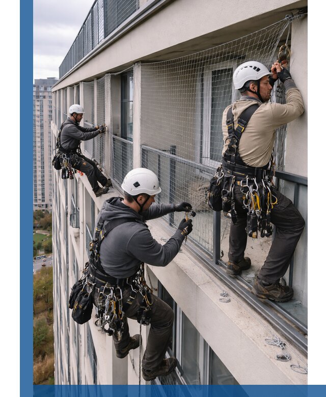 Профессиональный монтаж защитной сетки от птиц в Полевской